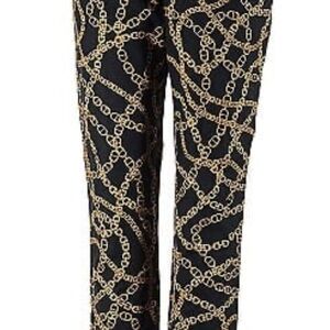 Michael Kors Chain Print Black and Gold Women's Pants